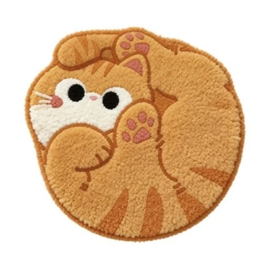 Cat-Themed Round Area Rug