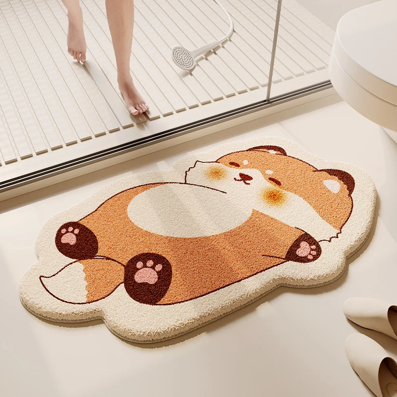 Cartoon Dog-Themed Plush Bath Mat