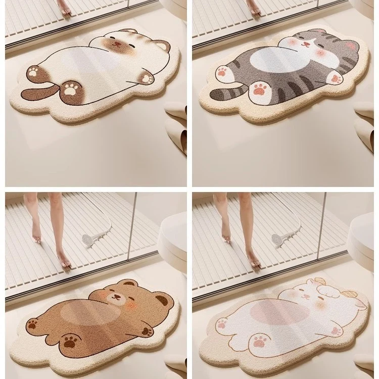 Cartoon Dog-Themed Plush Bath Mat