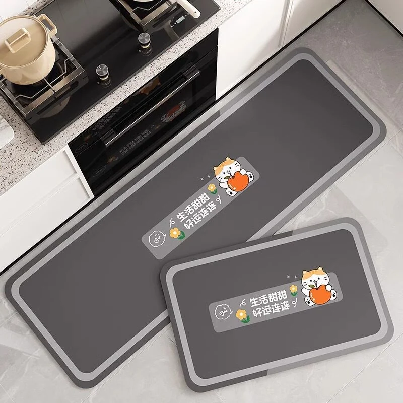 Cartoon Chef-Themed Kitchen Mat Set