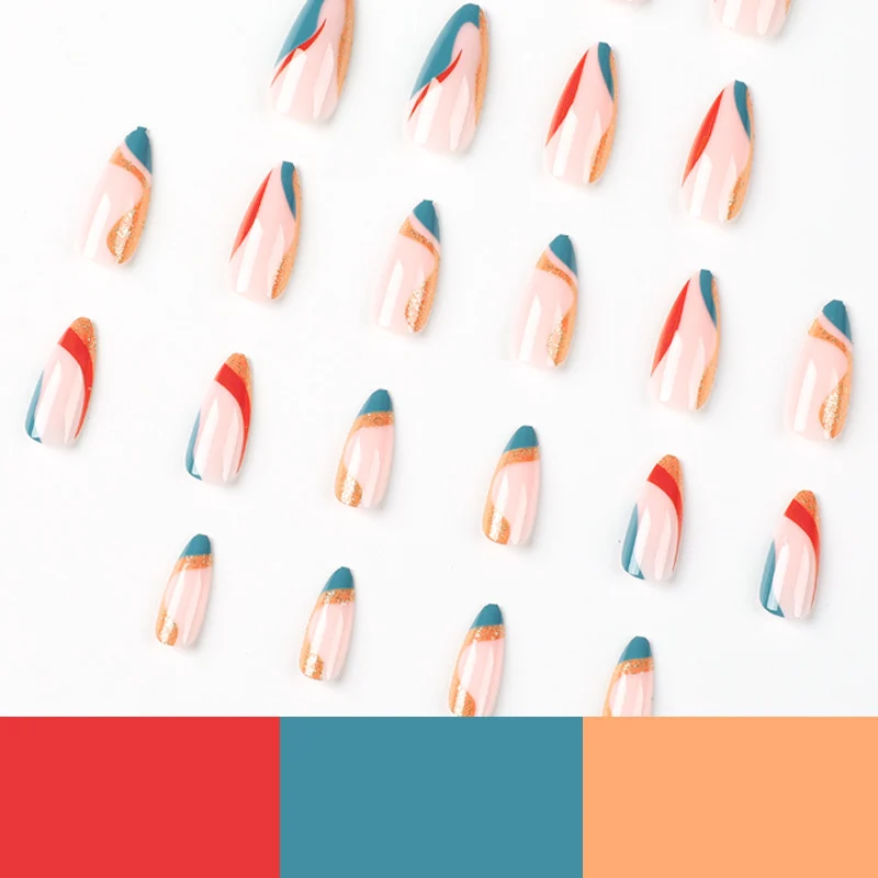 Künstliche Nagelkunst mit kreativem Farbverlauf und Glitzerelementen Karnz