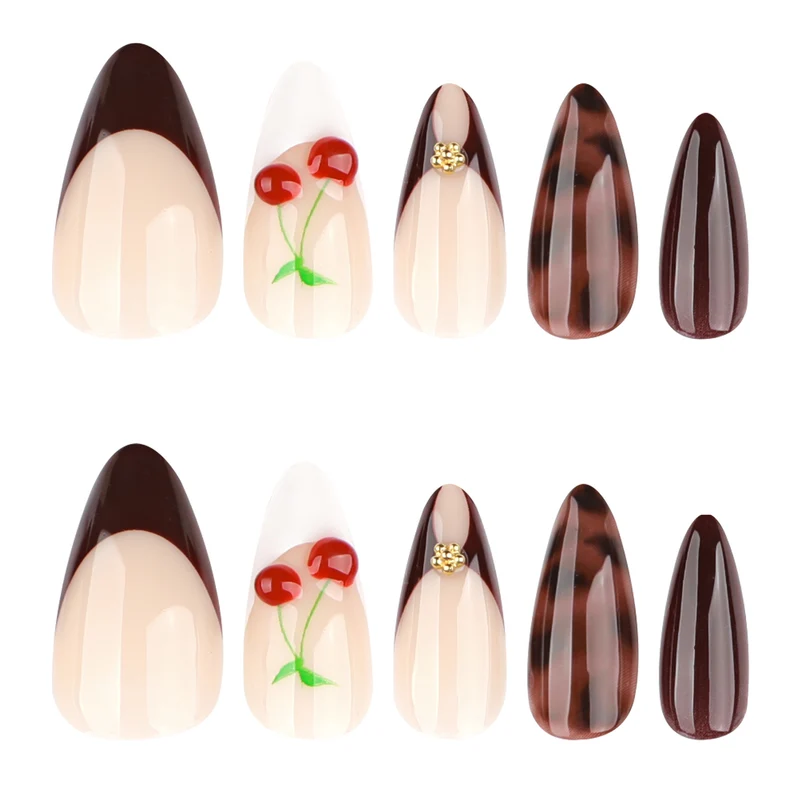 Künstliche Nagelkunst mit kirschblüten Design Karnz