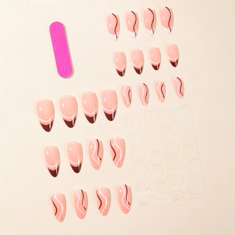 Elegant Wave Design Stiletto Nail Art Extensions Stornfield