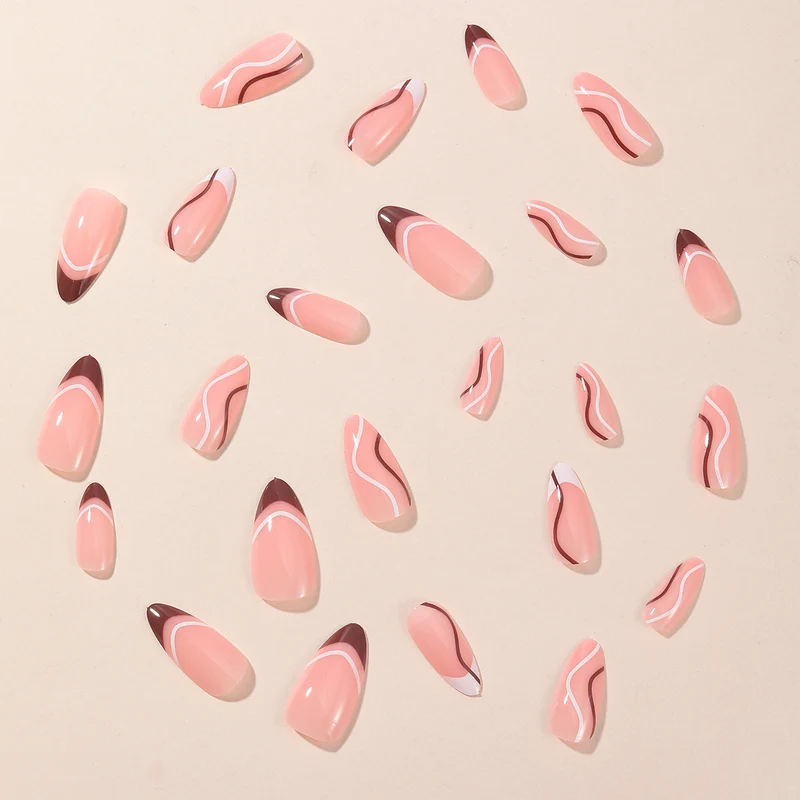 Elegant Wave Design Stiletto Nail Art Extensions Stornfield