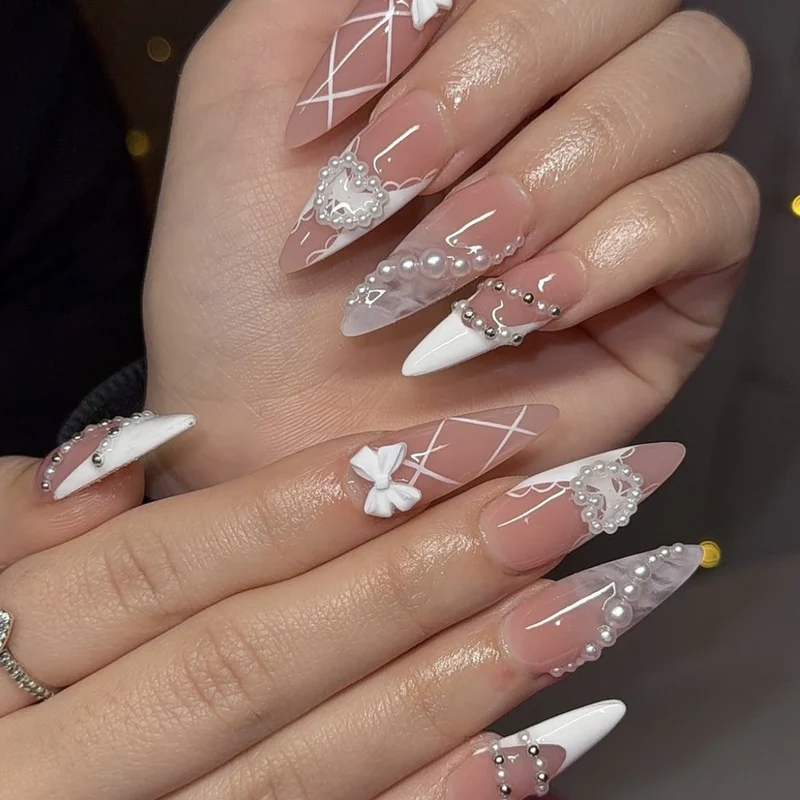 Elegant Stiletto Rhinestone Nail Art Extensions Stornfield