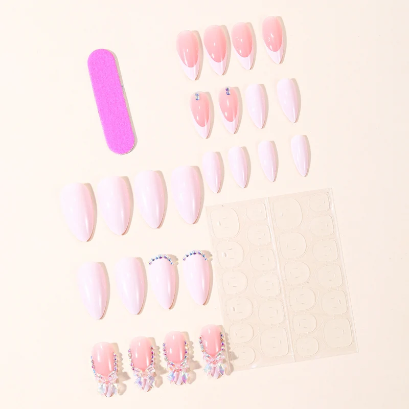 Elegant Stiletto Nail Art Set with Gem Accents Stornfield