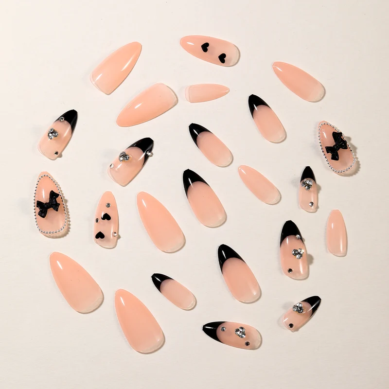 Elegant Stiletto Nail Art Extensions with Rhinestone Accents Stornfield