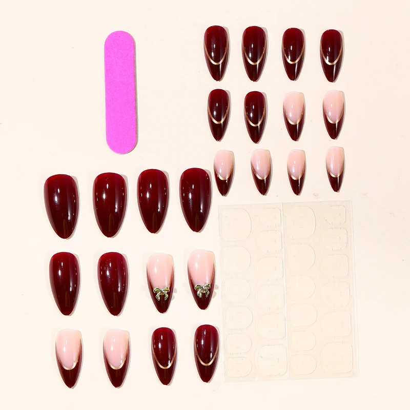 Elegant Stiletto Nail Art Extensions with Gold Accents Stornfield