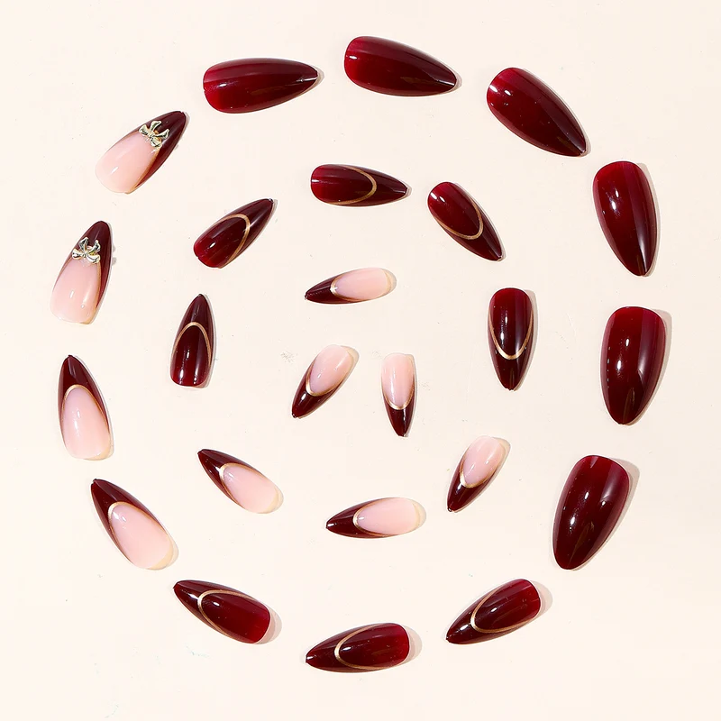 Elegant Stiletto Nail Art Extensions with Gold Accents Stornfield