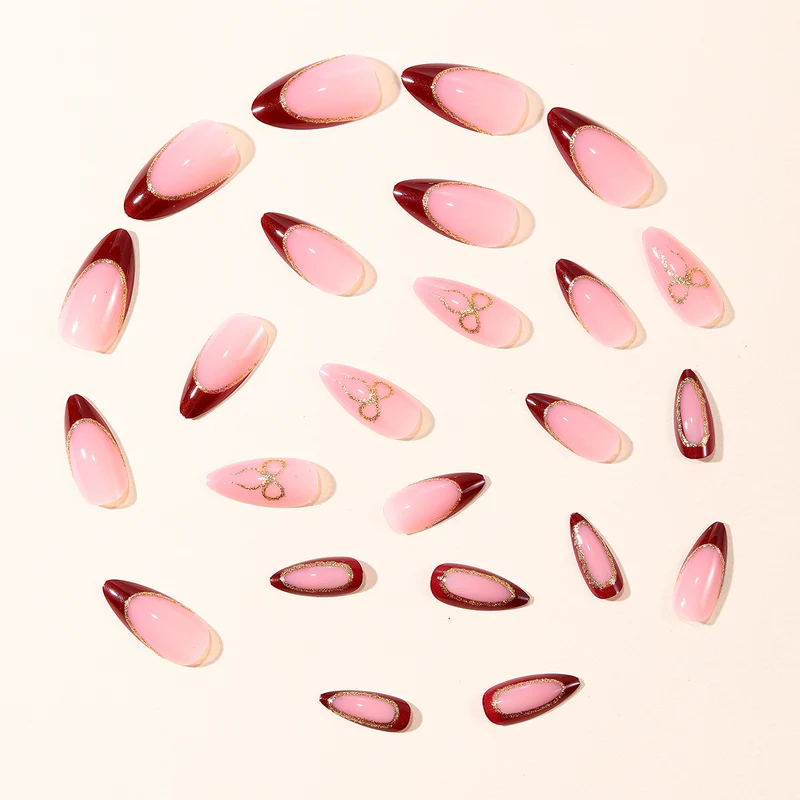 Elegant Stiletto Nail Art Extensions with Gold Accents Stornfield 1789713348