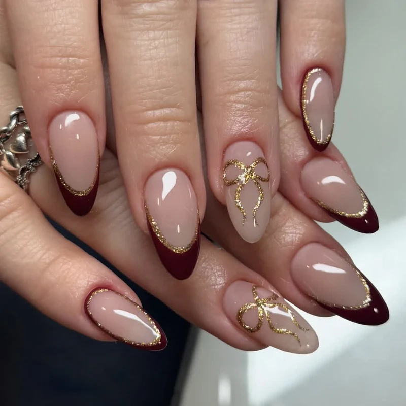 Elegant Stiletto Nail Art Extensions with Gold Accents Stornfield 1789713348