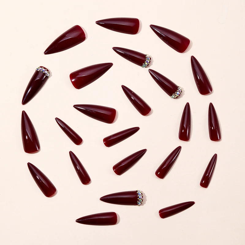 Elegant Stiletto Nail Art Extensions with Glitter Accents Stornfield