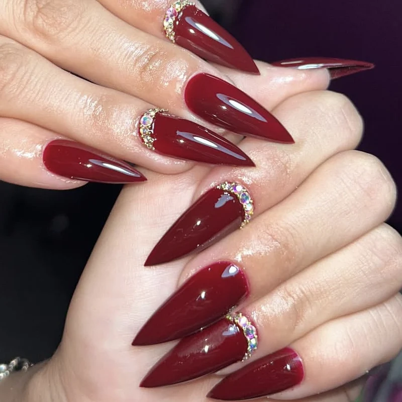 Elegant Stiletto Nail Art Extensions with Glitter Accents Stornfield