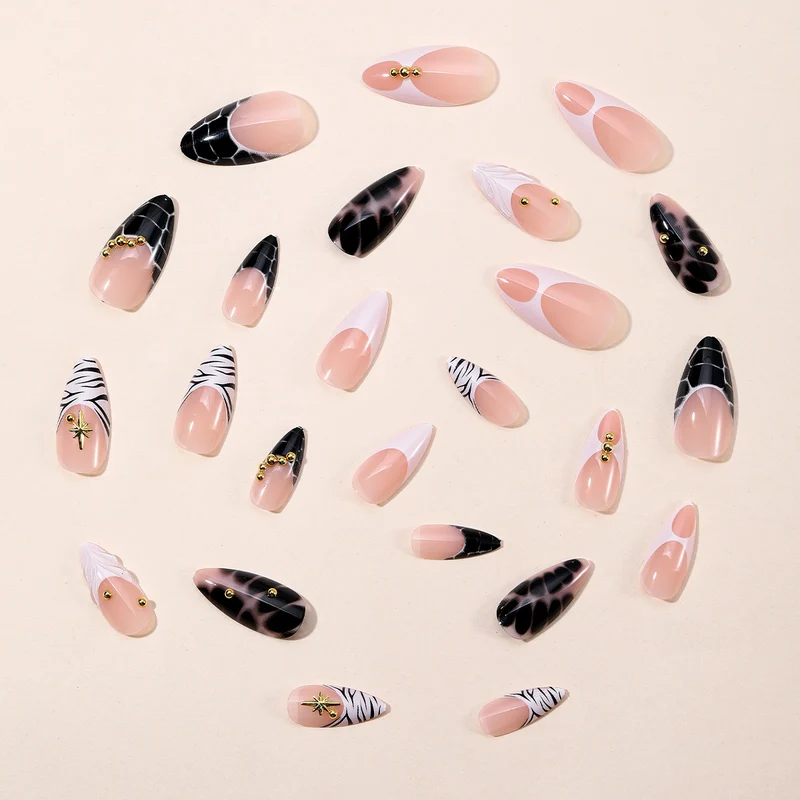 Elegant Stiletto Nail Art Extensions with Geometric Design Stornfield