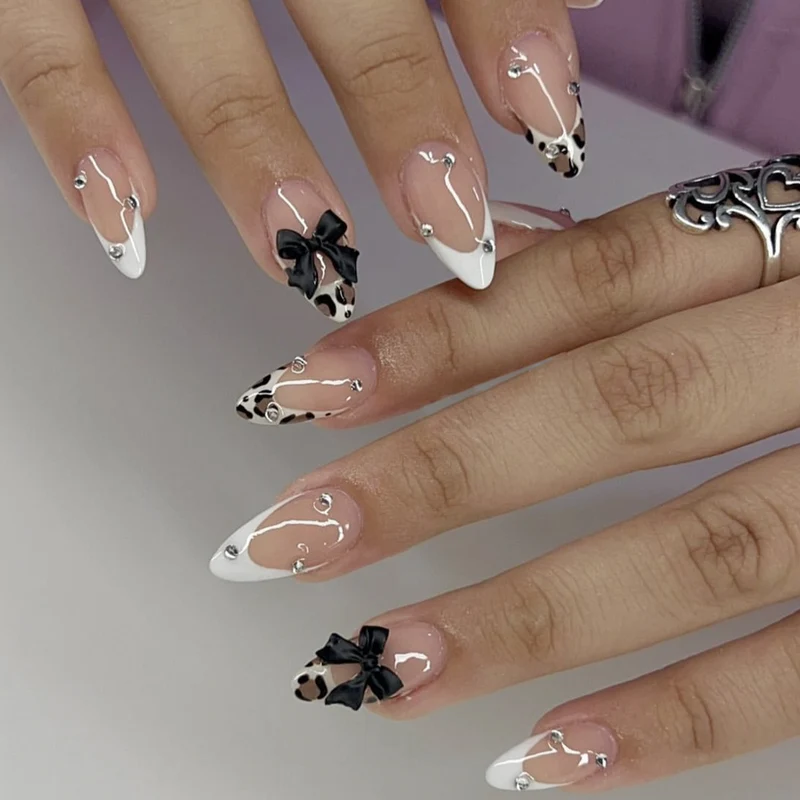 Elegant Stiletto Nail Art Extensions with Decorative Bows Stornfield