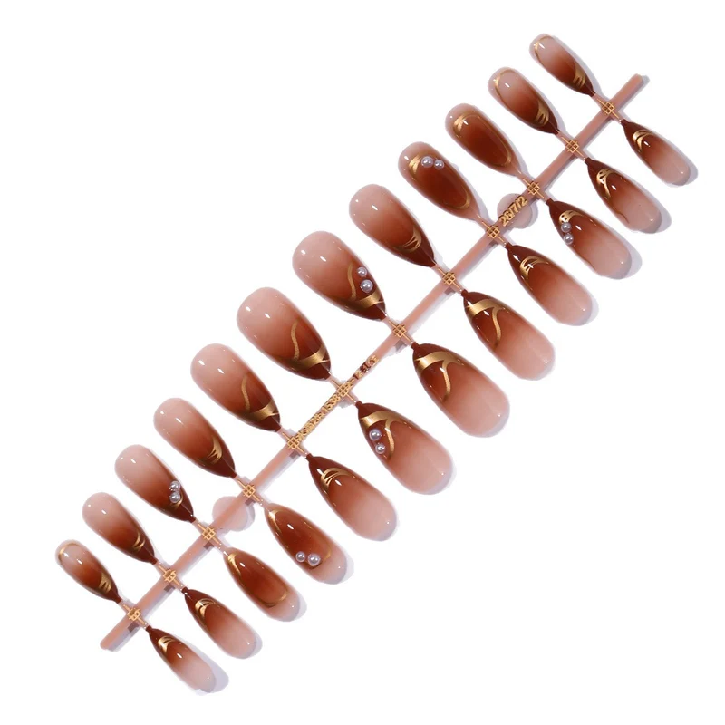 Elegant Pearl-Accent Stiletto Nail Art Extensions Stornfield