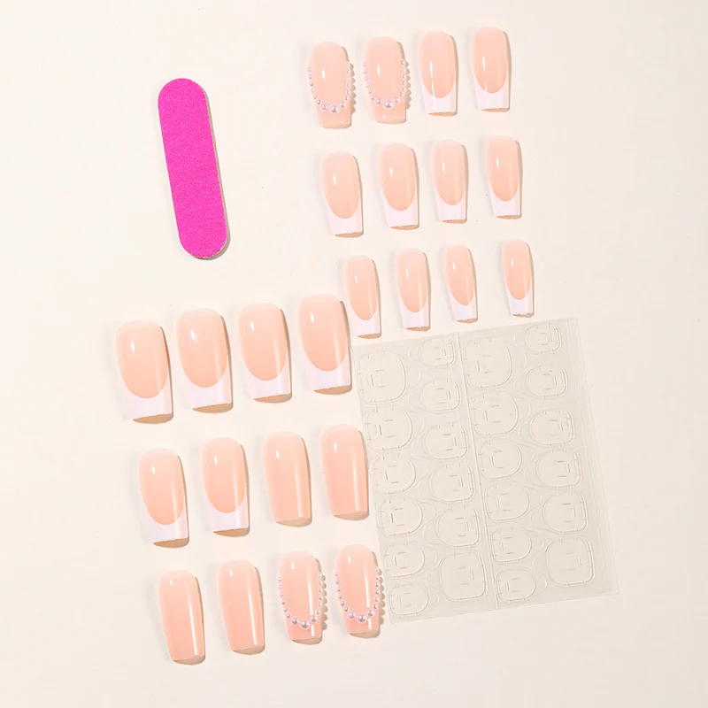 Elegant Pearl-Accent Acrylic Nail Art Set Stornfield
