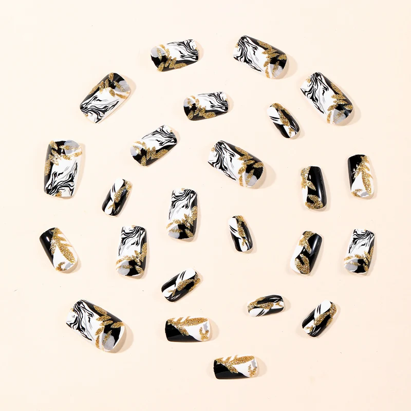 Elegant Marble-Effect Nail Art Extensions Stornfield