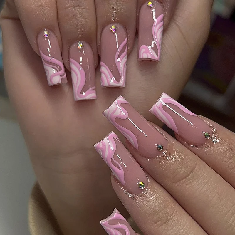 Elegant Long Acrylic Nail Art Extensions Stornfield