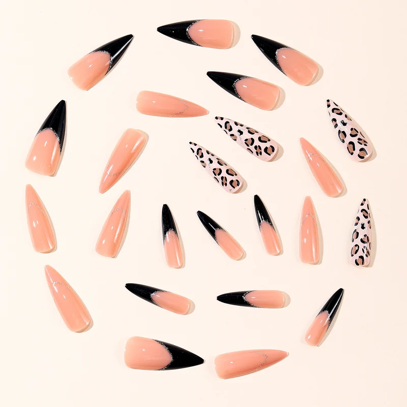 Elegant Leopard Print Stiletto Nail Art Extensions Stornfield