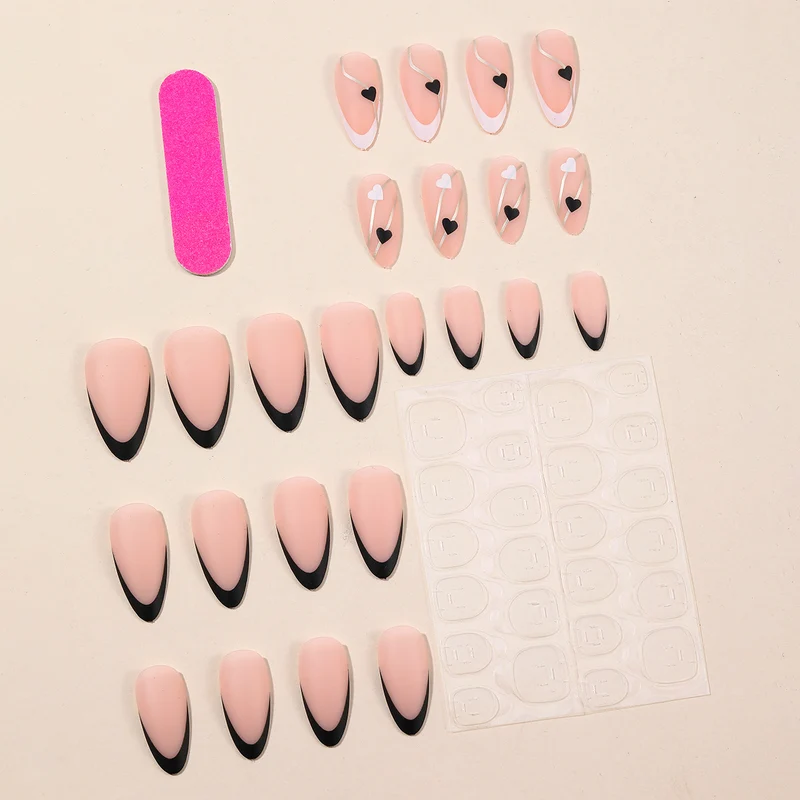 Elegant Heart-Themed Acrylic Nail Art Extensions Stornfield