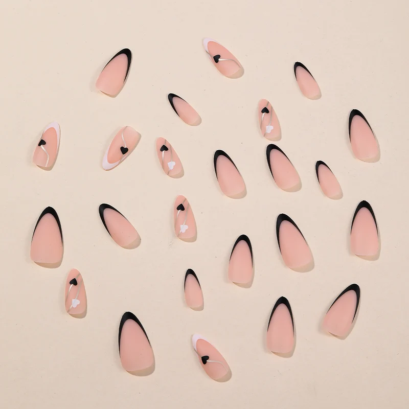 Elegant Heart-Themed Acrylic Nail Art Extensions Stornfield