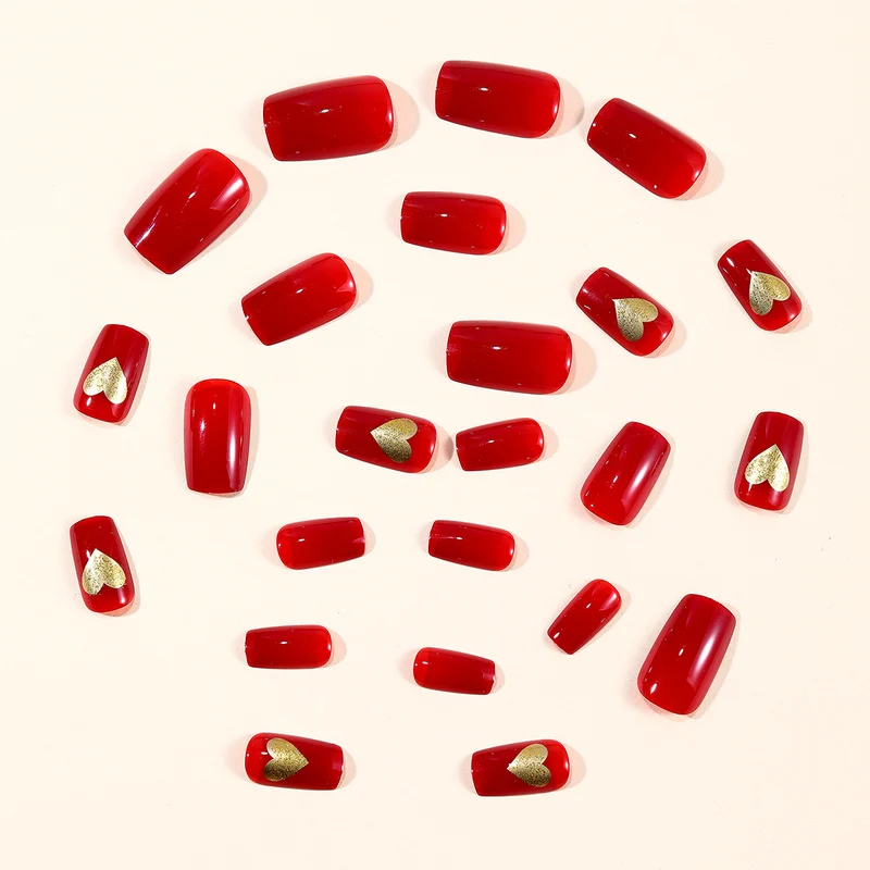 Elegant Heart-Accented Press-On Nail Set Stornfield