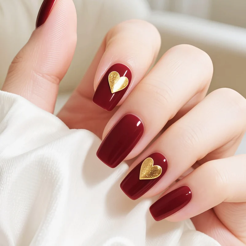 Elegant Heart-Accented Press-On Nail Set Stornfield