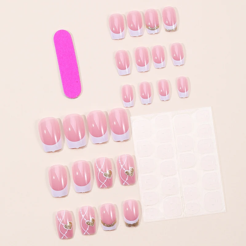 Elegant Heart-Accent Nail Art Extensions Stornfield