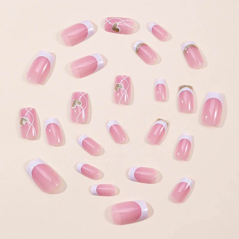 Elegant Heart-Accent Nail Art Extensions Stornfield