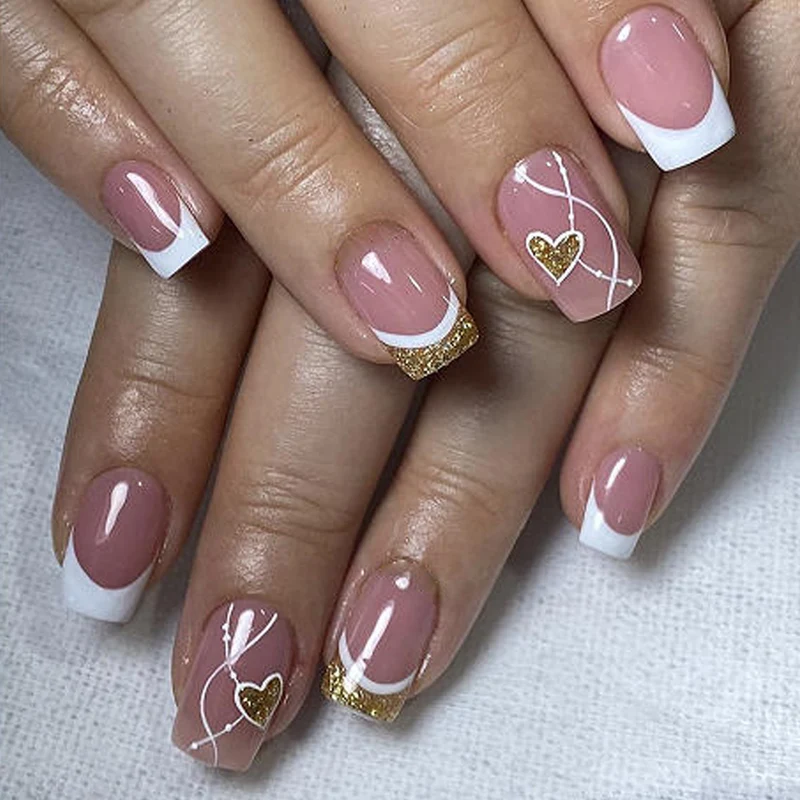 Elegant Heart-Accent Nail Art Extensions Stornfield