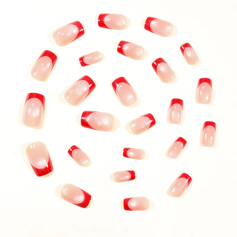 Elegant Glossy French Tip Nail Art Extensions Stornfield