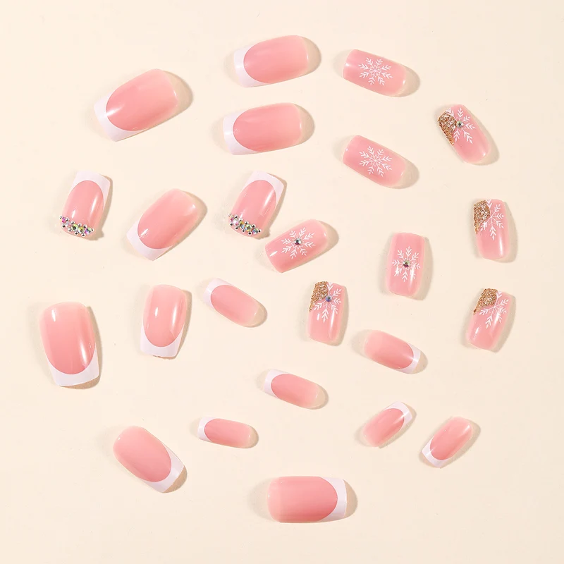 Elegant French Tip Winter Nail Art Extensions Stornfield
