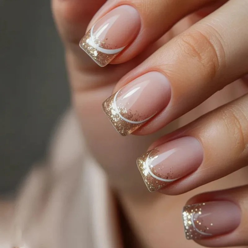 Elegant French Tip Glitter Nail Art Stornfield