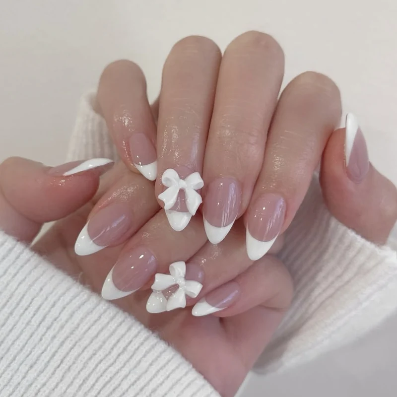 Elegant French Tip Acrylic Nail Art Extensions Stornfield