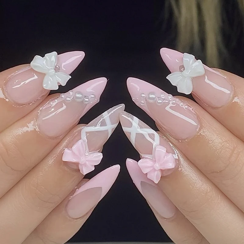 Elegant Floral Stiletto Nail Art Extensions Stornfield