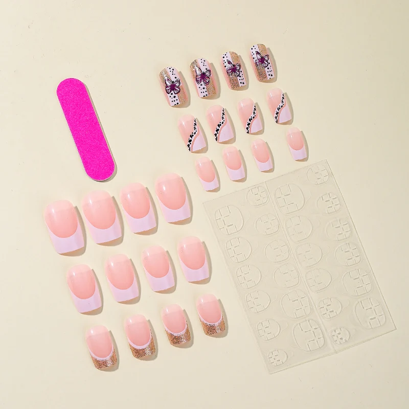 Elegant Floral Glitter Acrylic Nail Art Extensions Stornfield