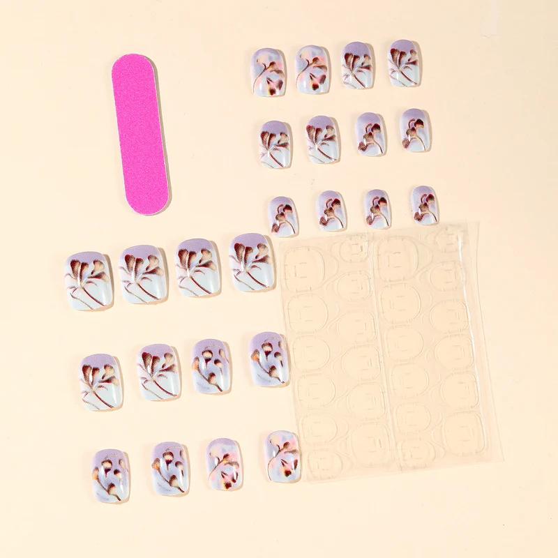 Elegant Floral Gel Nail Art Extensions Stornfield