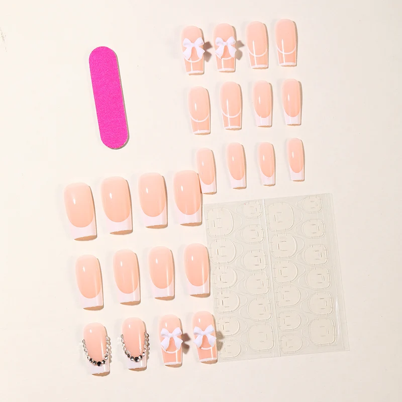 Elegant Floral French Tip Nail Art Extensions Stornfield
