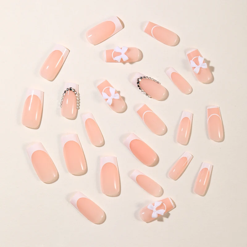 Elegant Floral French Tip Nail Art Extensions Stornfield