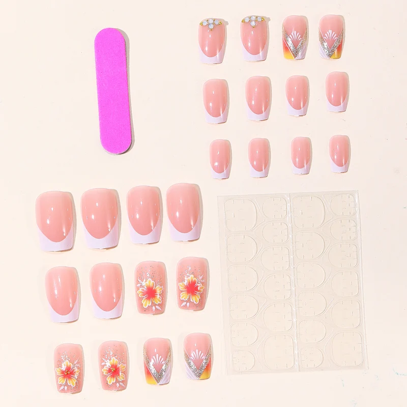 Elegant Floral French Tip Nail Art Stornfield