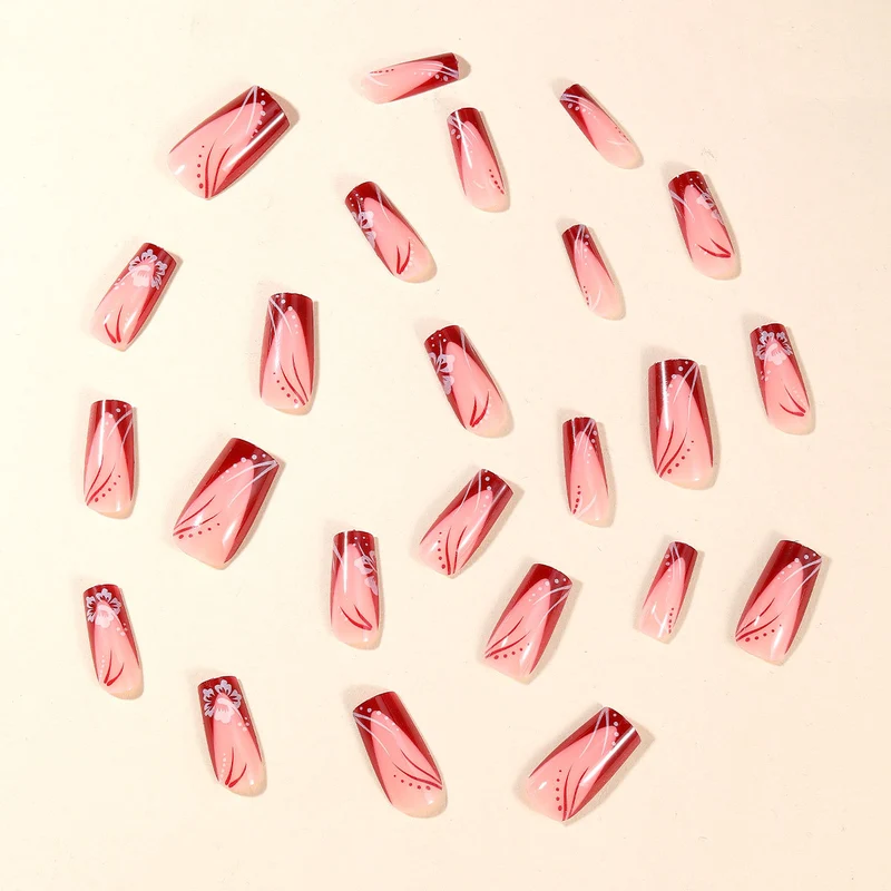 Elegant Floral Acrylic Nail Art Extensions Stornfield 1789713557