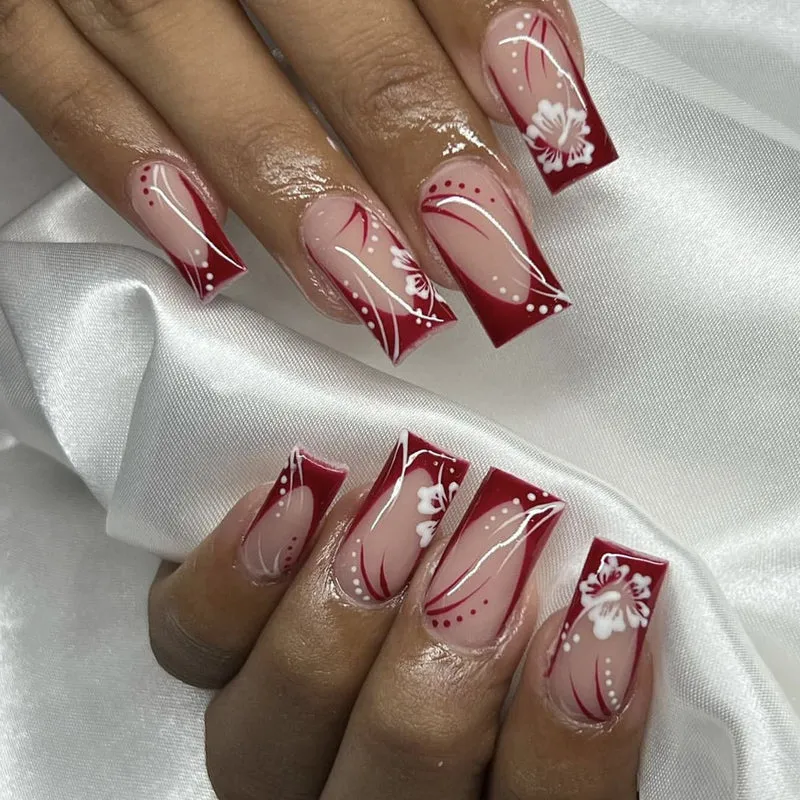 Elegant Floral Acrylic Nail Art Extensions Stornfield 1789713557