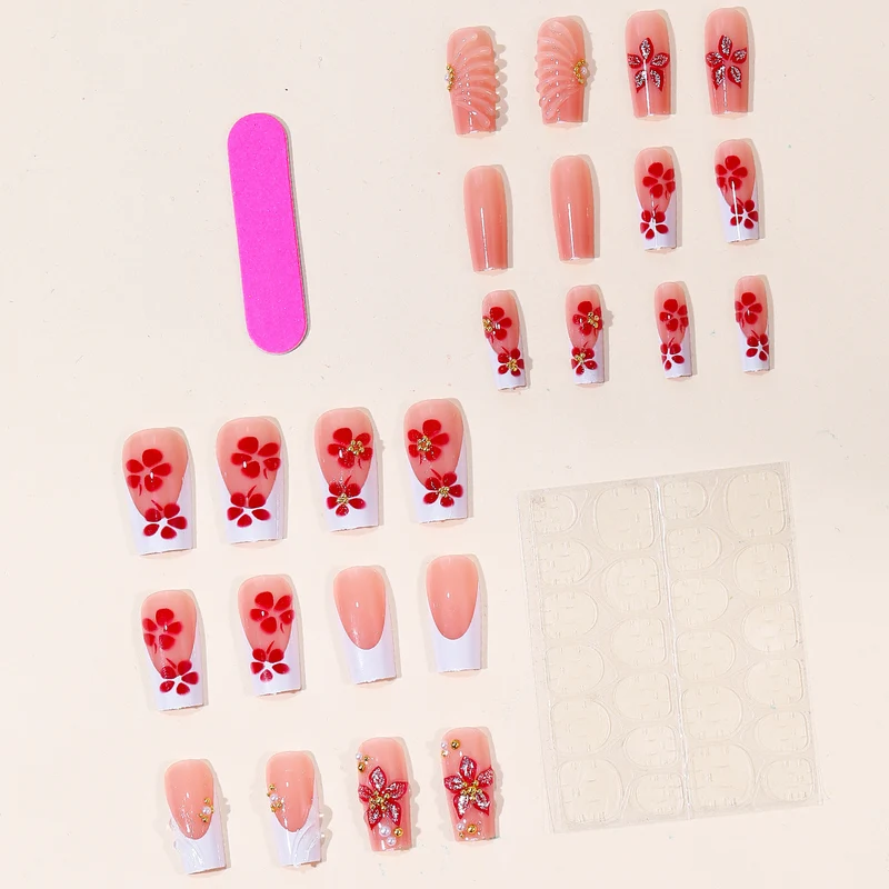 Elegant Floral Acrylic Nail Art Stornfield