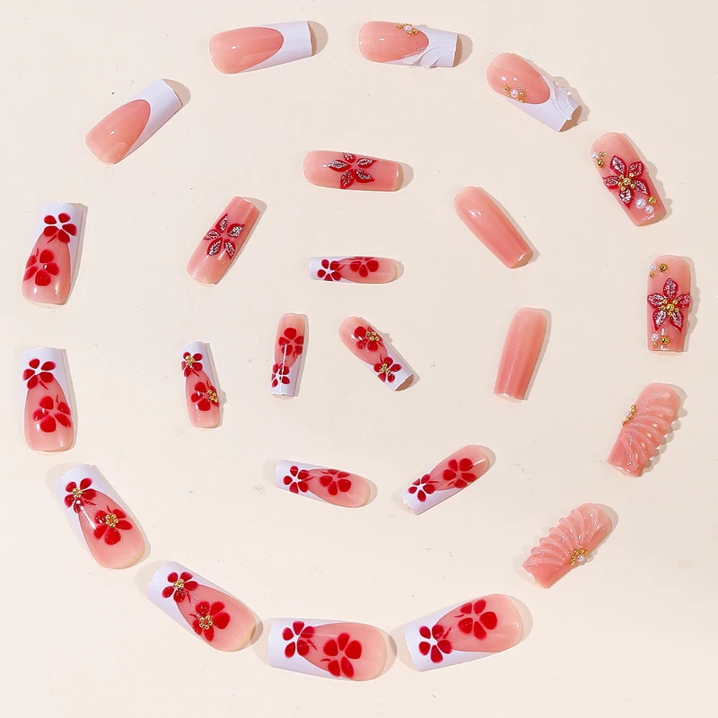 Elegant Floral Acrylic Nail Art Stornfield