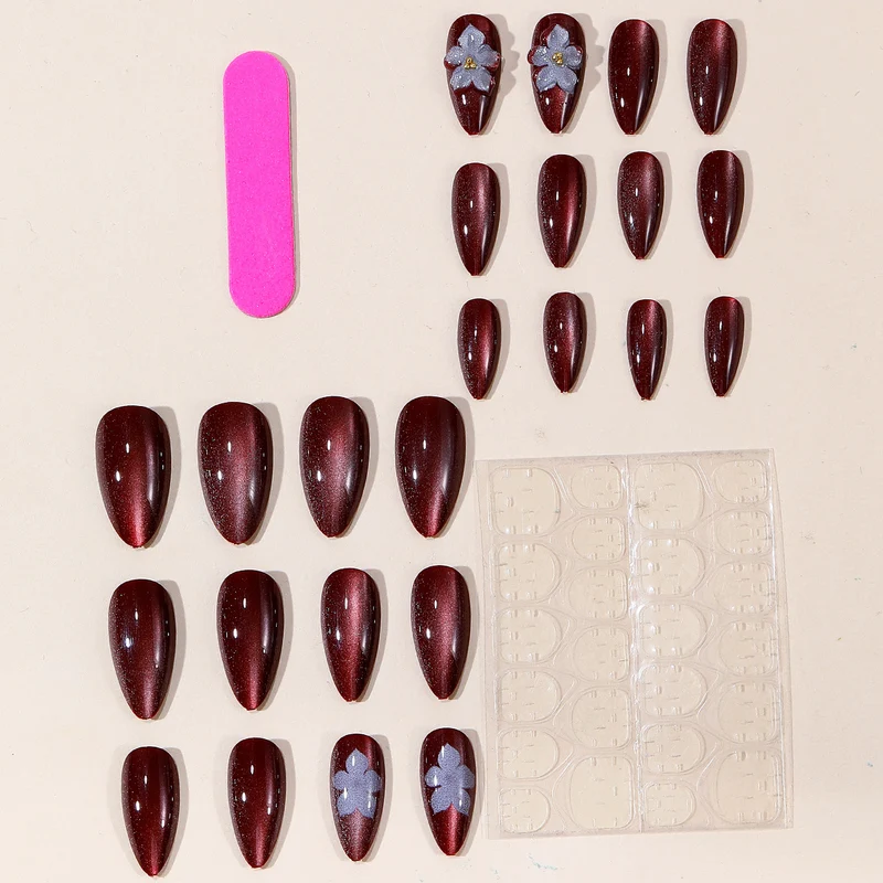 Elegant Floral Accented Nail Art Extensions Stornfield