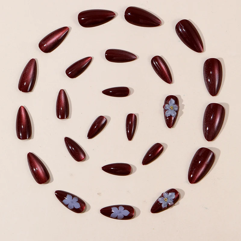 Elegant Floral Accented Nail Art Extensions Stornfield