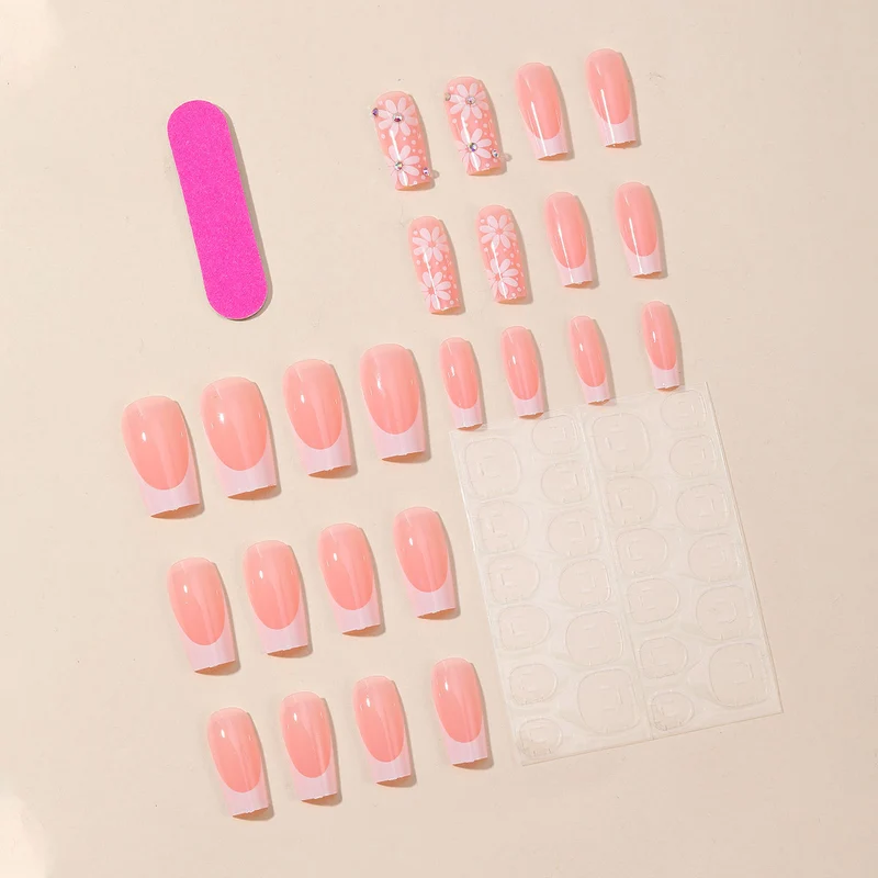 Elegant Floral Accent Nail Art Extensions Stornfield