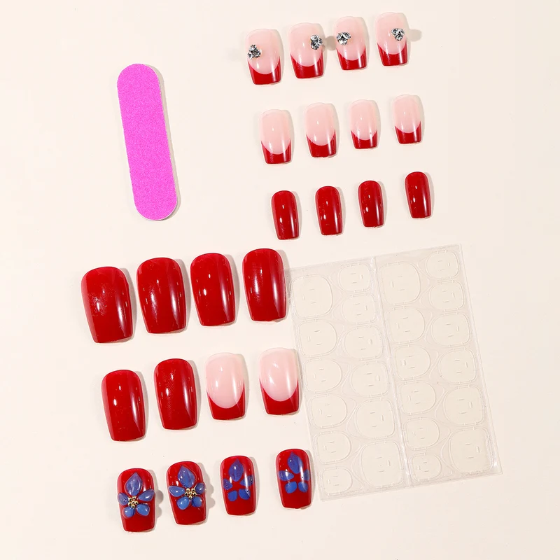 Elegant Floral Accent Gel Nail Art Extensions Stornfield