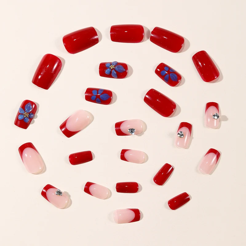 Elegant Floral Accent Gel Nail Art Extensions Stornfield